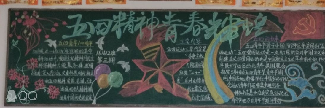 我院开展关于纪念五四运动100周年活动之 ------“弘扬五四精神,铸就青春辉煌”主题黑板报评比圆满结束